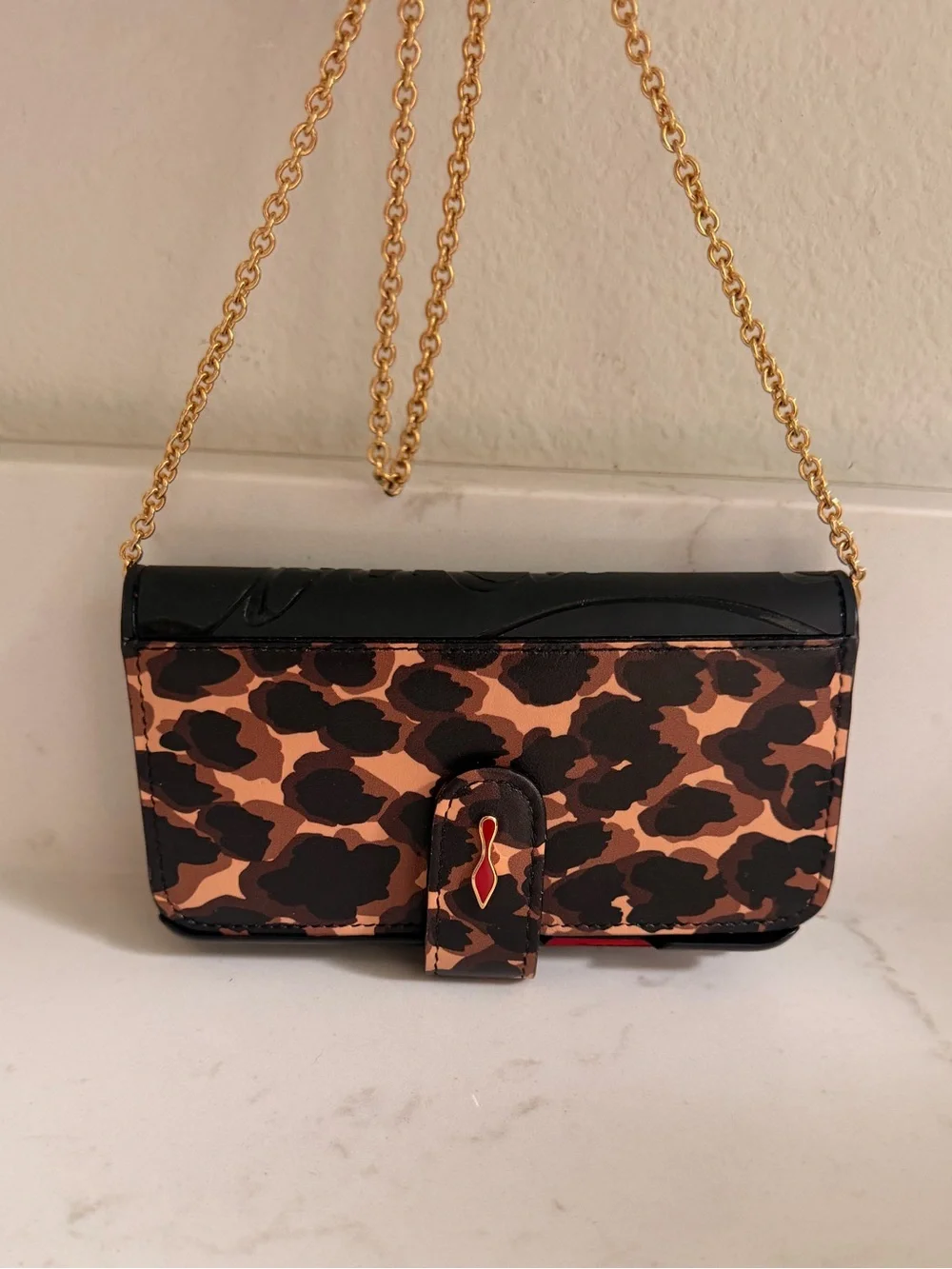 Christian Louboutin Leopard Print Loubiflap Chain iPhone Case - 11 Pro